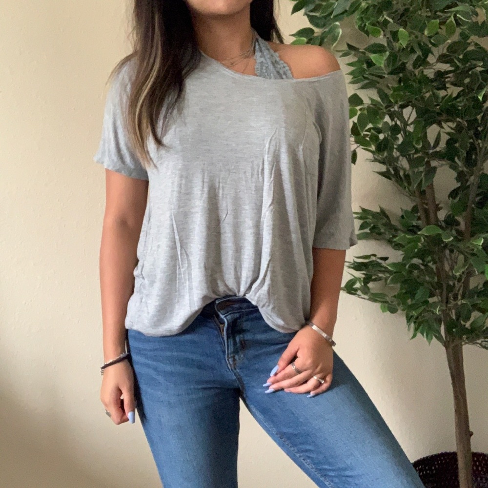 Oversized Grey Pocket Tee